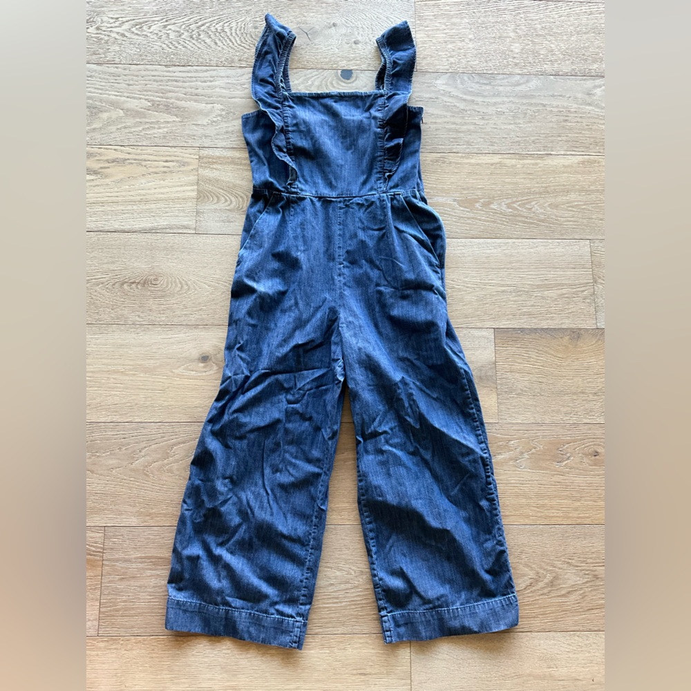 GAP Dark Indigo Smocked Denim Jumpsuit